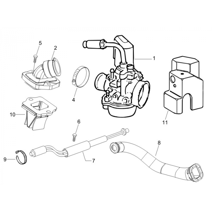 Carburateur, compleet - Inlaatspruitstuk